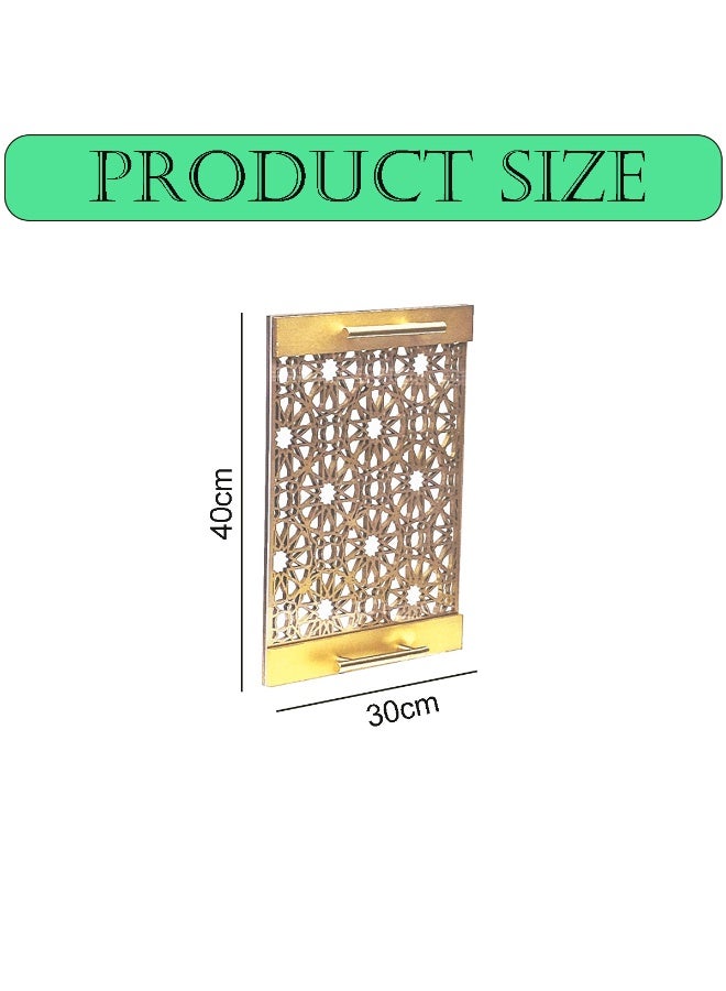 المنزل الذكي هوم سمارت صينية تقديم رمضانية مزخرفة | صينية تقديم لحفلات الإفطار، مثالية لتزيين المنزل، وحامل طعام، وطاولة، وهدايا الحفلات. مناسبة لتجمعات رمضان والعيد. - Image 2